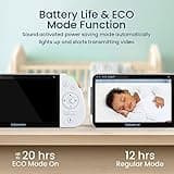 Babysense 5.5” 1080p Full HD Split-Screen Baby Monitor, Video Baby Monitor with Camera and Audio, Two PTZ Cameras, RGB Night Light, 300m Range, Two-Way Audio, 4x Zoom, 5000mAh Battery