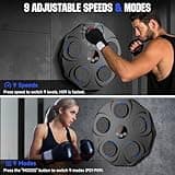 Music Boxing Machine, Smart Bluetooth Boxing Machine, Wall Mounted USB Charging Boxing Training Equipment with 9 Speeds and Modes, Boxing Gloves, LED Lights for Adults and Kids (Black)