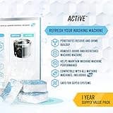 Washing Machine Cleaner Descaler 24 Tablets - ACTIVE Deep Clean Freshener for HE, Front and Top Load Washer, Septic Safe Eco Limescale and Odour Eliminator, Laundry Tub Seal Cleaning- 12 Month Supply