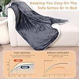 PROALLER Heated Blanket Electric Throw 160x130CM, 10 Levels &1-9H Timer Auto-Off, Machine Washable, Soft Flannel Sherpa Full Body Warming, Sofa Bed Office Use, Heating Blanket