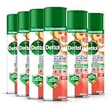 Dettol All In One Disinfectant Spray, Summer Fruits, 6 Pack (300 ml Each) - Fresh Pet & Shoe Sanitizer, Sofa Antibacterial Cleaner, Multipurpose Liquid, Germ Protection