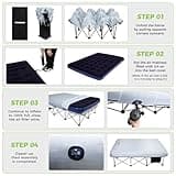 FUNDANGO Camping Beds Double with Air Mattress Folding Camp Beds 2 Person with Mattress Camping Cot Portable Air Bed with Air Pump Side Table Sleeping Cot Guest Bed for Travel Fishing Picnic Indoor