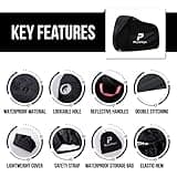 Posh Hops Bike Cover - Waterproof, Heavy Duty, Dustproof, Rain Protection, Safety Lock Holes for 2 Bikes - Black, Polyester/Nylon, UV Coated, Double Stitched, Elastic & Buckle Closure