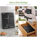 Single Induction Hob, AMZCHEF 2000W Induction Cooker with Slim Design of 4.45cm, 20 Power Levels and 20 Temperature Settings, Fashionable Black Glass Panel, Touch Sensor, Hour Timer, Safety Lock