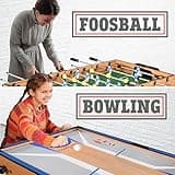 SereneLife 5 in 1 Multi Game Table, 40” Folding Combo Sports Arcade Games with Foosball Soccer, Pool Billiards, Ping Pong, Bowling and Shuffleboard Set, for Play Rec Room Kids and Adults