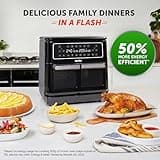 Breville Halo Flexi Air Fryer | Digital Dual Air Fryer Oven | 11L: Serves 10+ People | Fry, Bake, Grill, Roast & Reheat | 2400 W | Save £65 a Year on Energy Bills* | Black [VDF130]