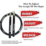 BEAR GRIP - Elite Speed Skipping Rope for Fitness Conditioning, Self-Locking Anti-Slip Handles for Crossfit, MMA & Boxing, Adjustable, HIIT & Cardio Workouts for Men & Women - Black Aluminium