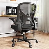 ZZH Ergonomic Mesh Office Chair with Adjustable Lumbar Support ＆ Flip-up Arms, Breathable Computer Home Desk Chair with 360 & Height Adjustment, Black
