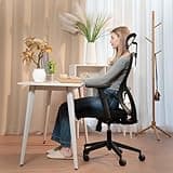 Durrafy Office Chair, Desk Chair with Adjustable Headrest, Lumbar support and Liftable Armrest, High Back Ergonomic Office Chair, Breathable Mesh Backrest for Comfort, Computer Chair for Home/Office