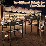 28" and 34" Upgrade Height & Quick-Fold Portable Grill Cart for Ninja Woodfire (OG700 Series), Blackstone 17"/22" Griddle, Pizza Oven – Outdoor Ninja Grill Stand with 4 Swivel Wheels