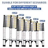 JADDUO Telescopic Ladder 5.0 m, Extendable Steps, Aluminium Extendable Ladder, DIY, Foldable, Extendable, Unique Right, Multifunctional Ladder, Load Capacity 150 kg, Step Distance 30 cm