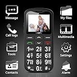 ukuu Unlocked Elderly Phone with Easy-to-Use Big Button, SOS, Speed Dial, 800mAh Battery, Bluetooth, and Charging Dock - Black
