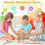 Montessori Game Wooden Board Games, 42 Colorful Wooden Sticks Dice Games Math Educational Toys for 3 4 5 6 Years Old, Fine Motor Skills & Counting Toy, Family Travel Game for Kids Gifts