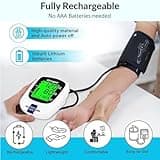 Rechargeable Blood Pressure Monitor for Home Use, Fast Charging Blood Pressure Machine, NHS CE Approved UK BP Device, 22-42cm Upper Arm Cuff with 3 Color Backlight & Voice Broadcast