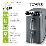 Tower T17190GRP Vortx XL Dual Stack Air Fryer with Digital Control Panel, Space Saving Design, 6 Preset Cooking Modes, Match Cook & Smart Finish Functions, 2460W, 11L, Graphite with Chrome Trim
