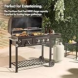 VonHaus Hybrid Dual Fuel BBQ – 2 in 1 Charcoal & Gas Barbecue with Warming Rack, Fold Down Shelf, Temperature Gauges, Wheels, Large Cooking Grills – Barbeque and Smoker – Grill Meat, Fish & Vegetables