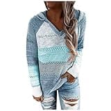 hoodies women uk clearance lightweight hoodies women Fashion Casual Sweater Blouse Tops Long Sleeves Women V-Neck Hooded sale clearance items christmas coupons and promo codes for discount Sky Blue