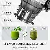 LINKChef Cold Press Juicer Machines, 130mm Diameter and 1.8L Capacity Juicers Whole Fruit and Vegetable, 250W Masticating Juicer Machine, Slow Juicer with Automatic Cutting and BPA Free Tritan