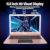 Azeyou 11.6 Inch Laptop HD Display - OS 11 Pro Mini Laptops, 4GB DDR4 RAM, 128GB eMMC Storage Notebook, Celeron UHD Graphics, Dual Speakers, Portable Laptops for Student, School, Work - Rose Gold
