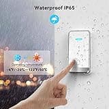 TECKNET Self-Powered Doorbell, Waterproof IP65 Twin Wireless Doorbell No Battery Required Push Button Plug Through Cordless Door Chime at 1300ft Range with 60 Chimes, 5-Level Volume & LED Light
