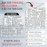 Synerlogic Mac OS Shortcuts Sticker | Keyboard Stickers for macOS | No-Residue Laminated Vinyl MacBook Cheatsheet for Laptop | MacBook Shortcuts 2025 (Clear/Black)