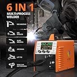 HITBOX 6 in 1 MIG Welder Gas 250A 240V LED Digital MIG Welding Machine Flux Solid Wire MIG ARC Lift TIG Inverter Welders, Aluminum Weldable(MIG250)