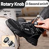 GUSAYEX Work Boots Mens Womens Waterproof Steel Toe Cap Boots Lightweight Safety Boots Puncture Proof Work Shoes Industrial Safety Trainers with Swivel Buckle Shoelaces