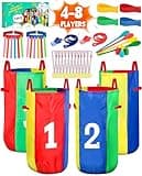 Eocolz Outdoor Carnival Games, Potato Sack Bags for Kids Adults, Egg Spoon Relay Race, 3 Legged Race Bands, Catch Tail Games, Birthday Party, Field Day Family Day Yard Lawn Easter Fall Festival Games