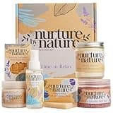 Nurture by Nature RELAX & CALM Pamper Gifts for Women - Mothers Day Hamper - Relaxation Gifts for Women with Lavender Mist, Bath Salts, Candle & More - Bath Sets, Mothers Day Gifts, Spa Sets