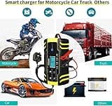 HAUSPROFI 12V/24V 8Amp Automatic Battery Charger with 3-Stage Charging, 6 Modes, LCD Screen, Intelligent Charging, Repairs, Maintains Car, Motorcycle, Boat, Mower Battery