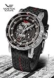 Vostok Europe Men's Watch Engine Limited Edition Automatic NH72A 30 ATM Set With Leather and Silicone Straps, Dry Box, Silver