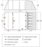 Vango Purbeck 600XL Family Tent [Amazon Exclusive], Large 6 Man Tent with 3 Rooms, Enclosed Porch Area, Double Living Area, Climate Windows - Vivid Grey
