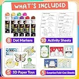Chalkola 8 Washable Dot Markers for Toddlers 1-3 | with 20 Page Coloring Activity Book Kit, Bingo Dabbers | Preschool Paint Dot Art Set - Toddler Arts and Crafts Supplies for Kids Ages 2-4 Years Old