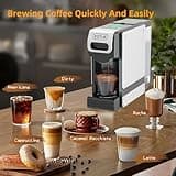 19BAR Multifunction Coffee Capsule Machine for Lavazza MIO/Nespresso Original/Dolce Gusto Coffee Pods and Ground Coffee, Smart Automatic Small Espresso Coffee Pods Machines, 1L, 1450W (BLACK-UK)