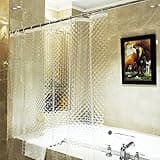 ecooe Shower Curtain Waterproof Mildew Resistant 180 x 180 cm Inch Plastic Clear Shower Curtains 100% EVA Bath Curtain 3D Rhombus 70 x 70 with 12 Hooks Rings for Shower or Bathtub