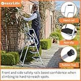 Easylife Safety Folding Step Ladder, 4 Step Ladder, Strong, Non-Slip Rubber Steps With Rail Support And Grip Tight Ridges, 96x159cm - Safety Step Ladders By Easylife Lifestyle Solutions