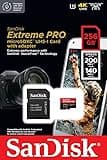 SanDisk 256GB Extreme PRO micro SD card + SD adapter, (For Smartphones, Action Cams, Drones, Speeds up to 200 MB/s) A2 App Performance + RescuePro Deluxe UHS-I, Class 10, U3,