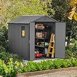 Keter Darwin Outdoor Apex Double Door Garden Storage Shed 6 x 8ft Grey Evotech+ Wood Look and Feel | Fade Free | All Weather Resistant | Safe and Secure | Zero Maintenance | 15 year Warranty