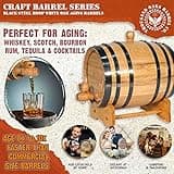 2 Liter Oak Aging Barrel with Wood Stand, Bung & Spigot - Mini Whiskey Barrels for The Home Alcohol Distiller, Moonshiner & Winemaker - Age Cocktails, Bourbon, Whisky, Tequila, Rum, Mead Wine (2L)