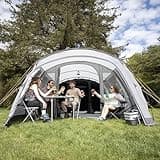 Vango Purbeck 600XL Family Tent [Amazon Exclusive], Large 6 Man Tent with 3 Rooms, Enclosed Porch Area, Double Living Area, Climate Windows - Vivid Grey