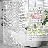 OTraki 3D Shower Curtain 48" x 72", Clear Shower Curtains Weighted 120 x 200cm, Transparent Shower Curtain with 8 Hooks, Plastic Shower Curtains (Heavy Duty, Waterproof)