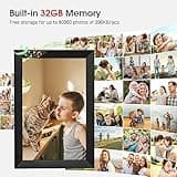 GGUA 10.1 Inch WiFi Digital Photo Frame Built in 32GB Memory, 1280x800 IPS LCD Touchscreen, Auto-Rotate and Audio, Quick and Easy Share Photos or Videos via the Frameo App, the Best Choice for Gifting
