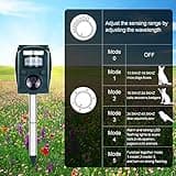 Livoni Cat Repellent for Gardens, Ultrasonic Fox Repeller Solar Battery Operated Animal Cat Deterrents Scarer for Gardens, Waterproof Outdoor with Ground