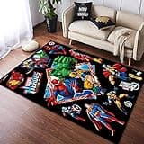 NICEWL Avengers Anime Rug Living Room Bedroom Kids Bedside Miracle Spider-Man Patterned Pad Boy Bedroom Color Non-slip Rug(A,140 * 200)