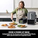 Ninja Double Stack XL Air Fryer, Vertical Dual Drawer AirFryer with 4 cooking levels, 2 Drawers and 2 Racks, Space Saving Design, 9.5L Capacity, 6 Cooking Functions, 8 Portions, Grey, SL400UK