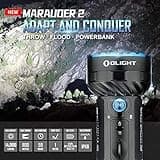 OLIGHT Marauder 2 Rechargeable Torch 14,000 Lumens Powerful Ultra Bright Flashlight with 3 Build-in Battery, Spotlight and Floodlight LED Search Light for Home and Outdoor(Without Power Adapter)
