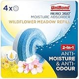 Unibond AERO 360° Moisture Absorber Wildflower Meadow Refill Tab,Four Pack (4x450g),2851729,White and Blue & AERO 360° Moisture Absorber Lavender Garden Refill Tab, Twin Pack (2 x 450g)