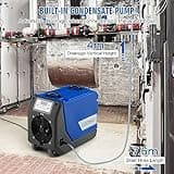 COSTWAY 85L/Day Commercial Dehumidifier, Industrial Air Dehumidifiers Building Dryer with Pump, 24H Timer, Auto Defrost, Memory Starting, Drain Hose, Wheels & Handle, Air Circulation 341m3/h