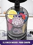 ACOQOOS Juicer Machines, 135MM Wide Chute for Whole Fruit and Vegetable,1.8L Auto-Feed Time-Saver, Slow Masticating High Yield, Easy to Clean Cold Press Juicer with 2 Cups, Black