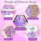 WIKITOT Princess Costumes for Girls, Light Up Princess Dress Up for Girls Aged 3 to10, Purple Fancy Dress for Kids & Toddlers Halloween Costumes(M)